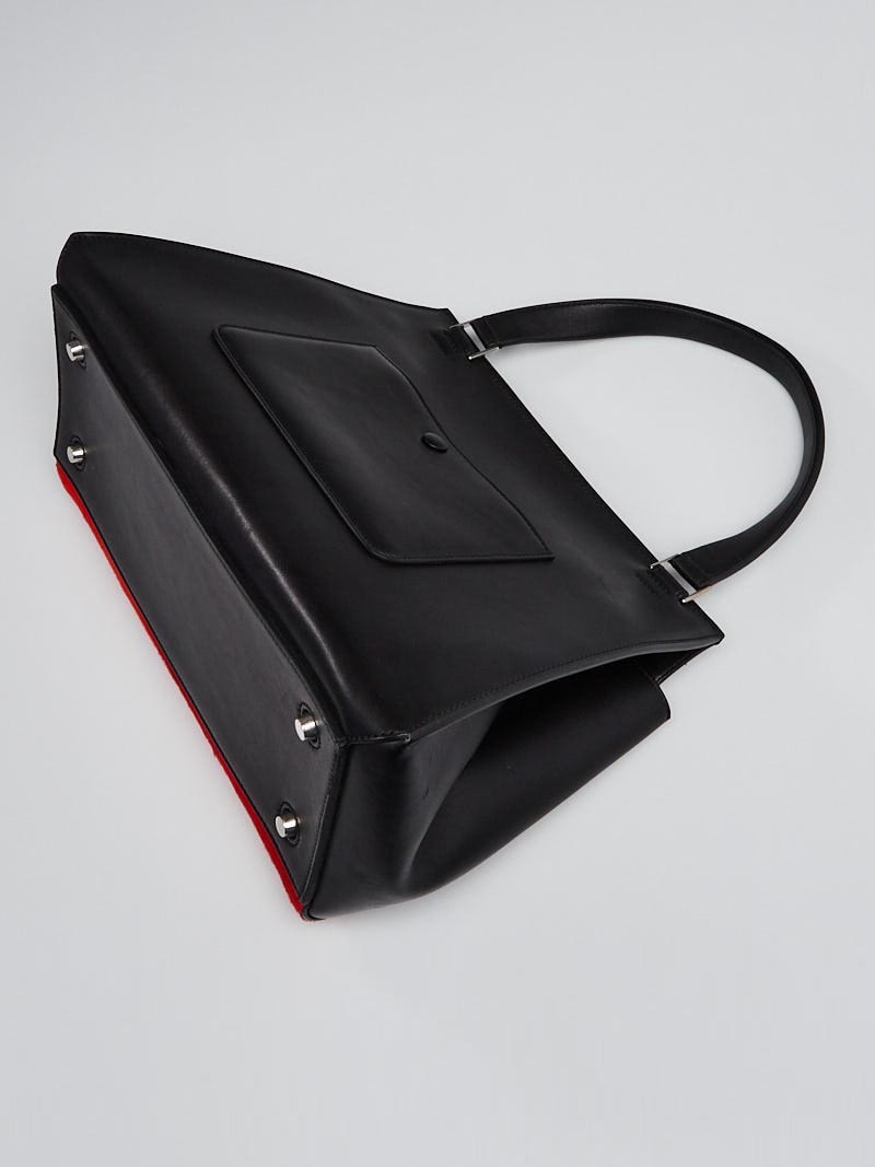 Celine Red Pony Hair and Black Leather Medium Edge Bag | Yoogi's