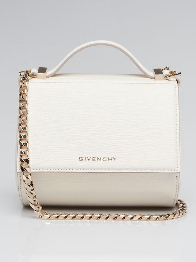 Givenchy Off White Grained Leather Pandora Box Mini Crossbody Bag
