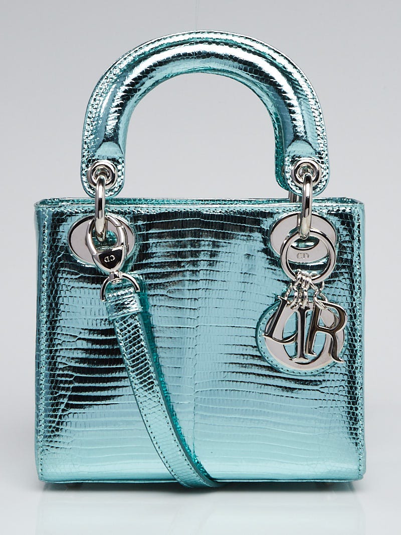 Christian Dior Mini Lady Dior 17cm Bag Lizard Skin Silver Hardware
