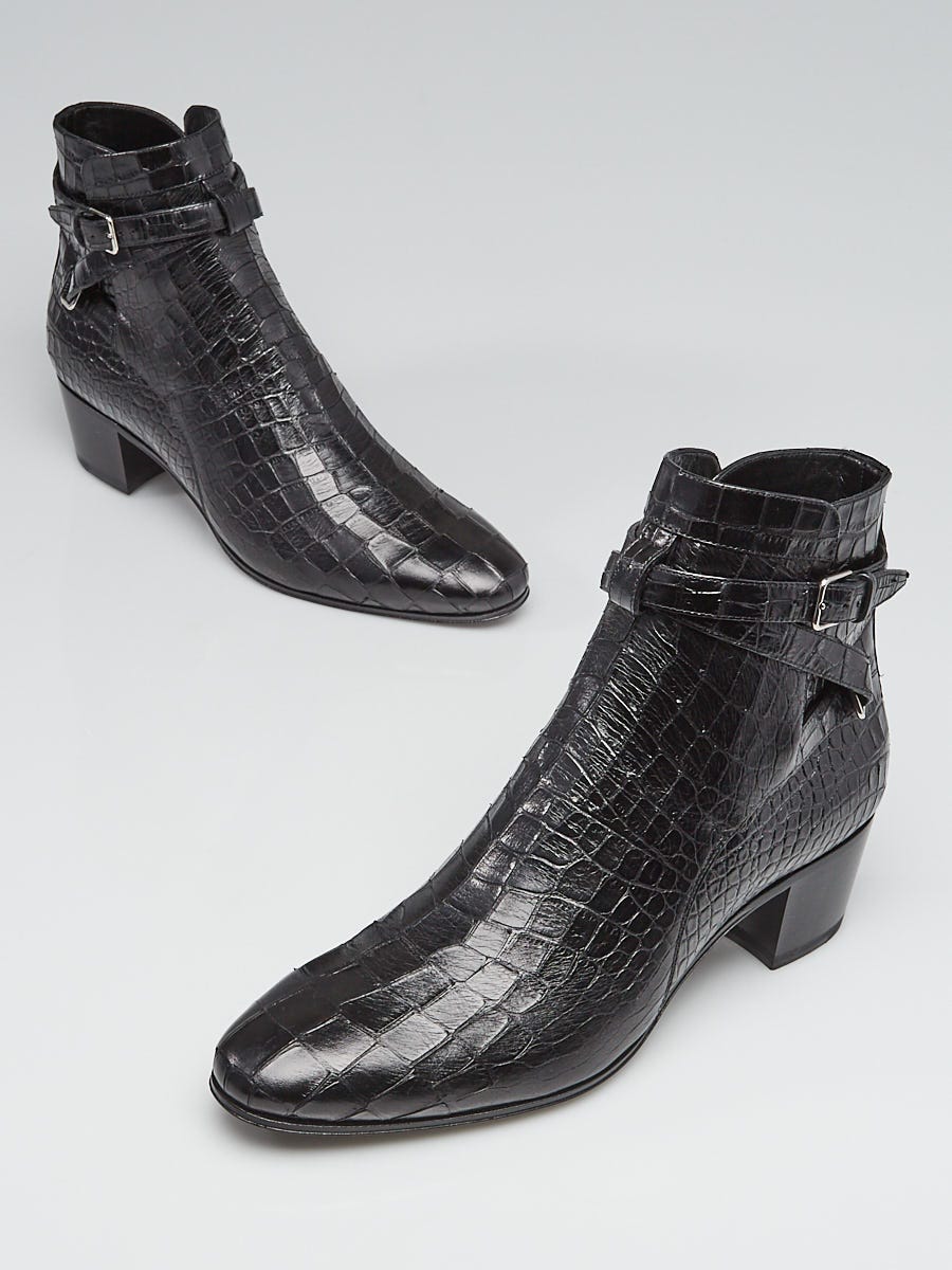 ブーツその他 Sergio Levantesi Glossy Crocodile-Embossed Ankle Boots With Ankle boot Nero Sergio Levantesi - Le Follie Shop