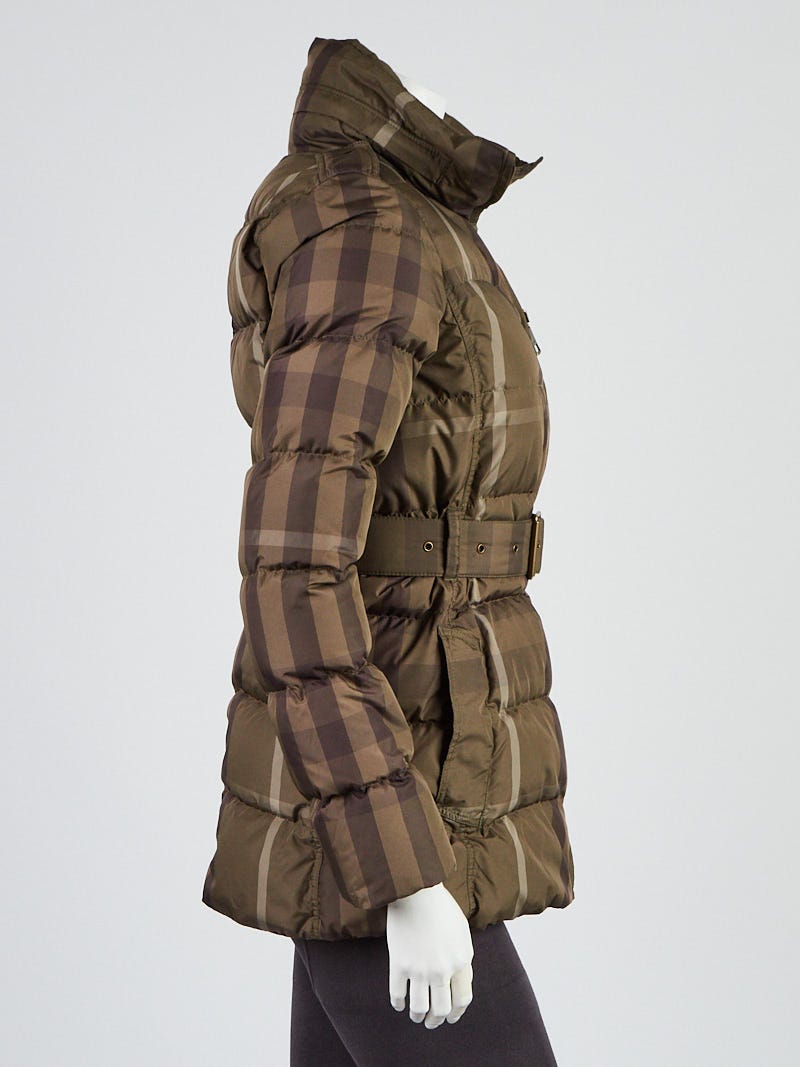 Burberry Brit Green/Brown Plaid Quilted Puffer Jacket Size XS - Yoogi's  Closet