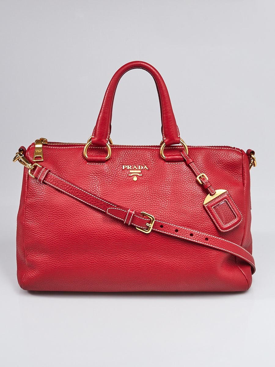 PRADA Vitello Daino Leather Shoulder Bag Red BL0778
