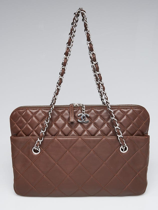 Chanel Brown Quilted Leather In-the-Business Large Camera Bag