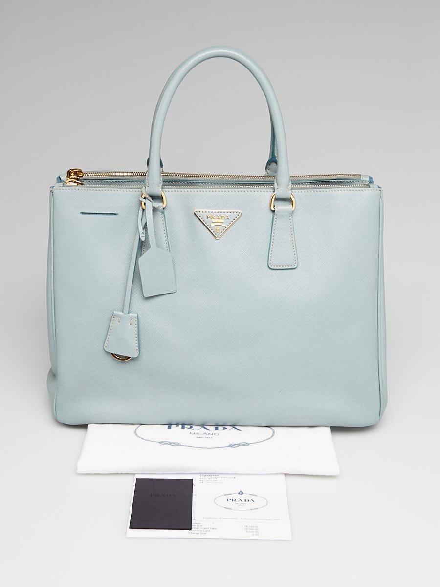 Prada Blue Saffiano Leather Open Promenade Bag - Yoogi's Closet