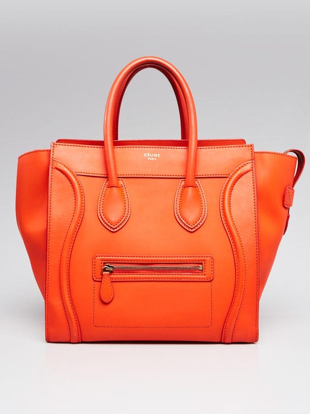 Celine Orange Smooth Leather Mini Luggage Tote Bag