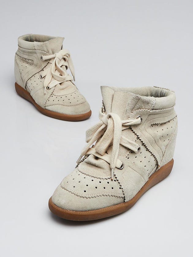 Isabel Marant Grey Calf Bobby Sneaker Wedges Size  6.5/37