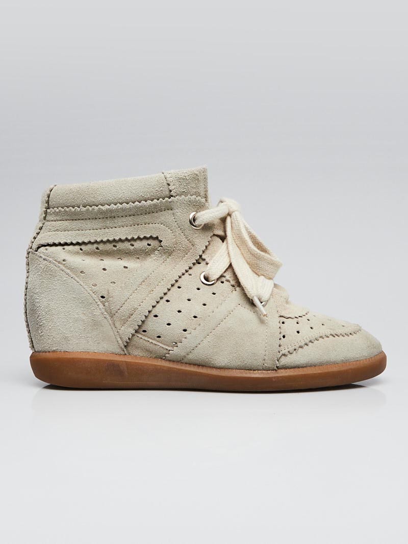 Isabel Marant Grey Calf Bobby Sneaker Wedges Size 6.5/37 Yoogi's Closet