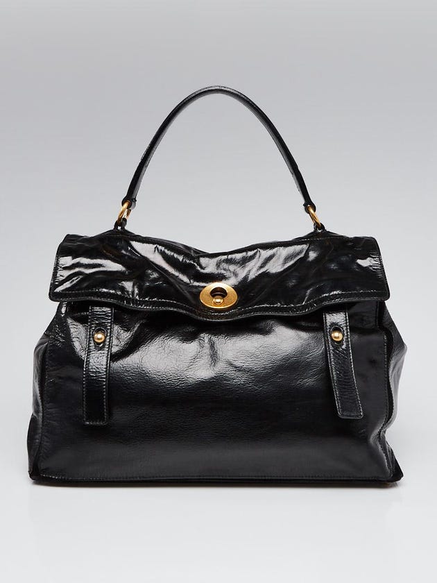 Yves Saint Laurent Black Patent Leather/Suede Muse Two Bag