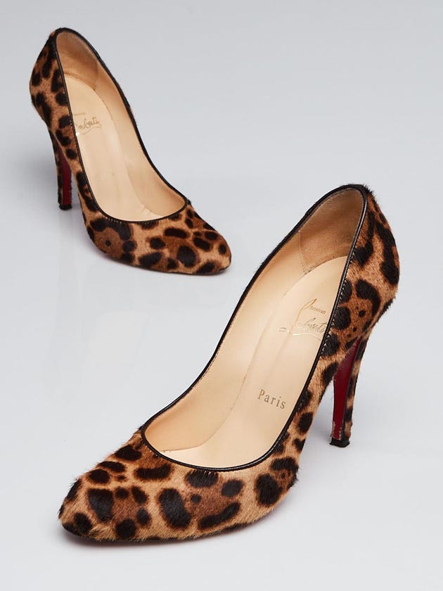 Christian Louboutin Leopard Print Pony Hair Decolete Pumps Size 7.5/38