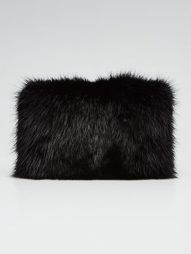 Burberry Black Mink Fur and Chain Box Clutch Bag