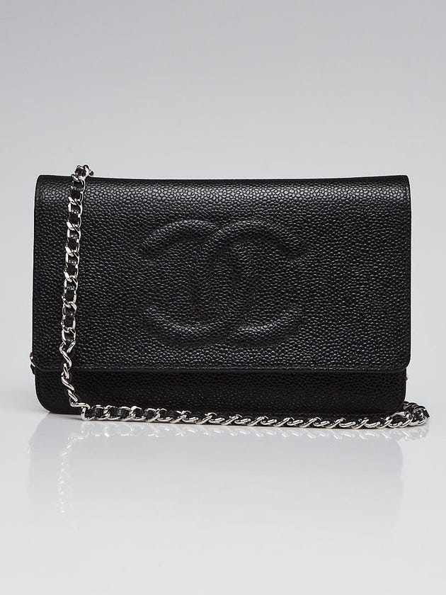 Black Caviar Leather CC Timeless WOC Clutch Bag