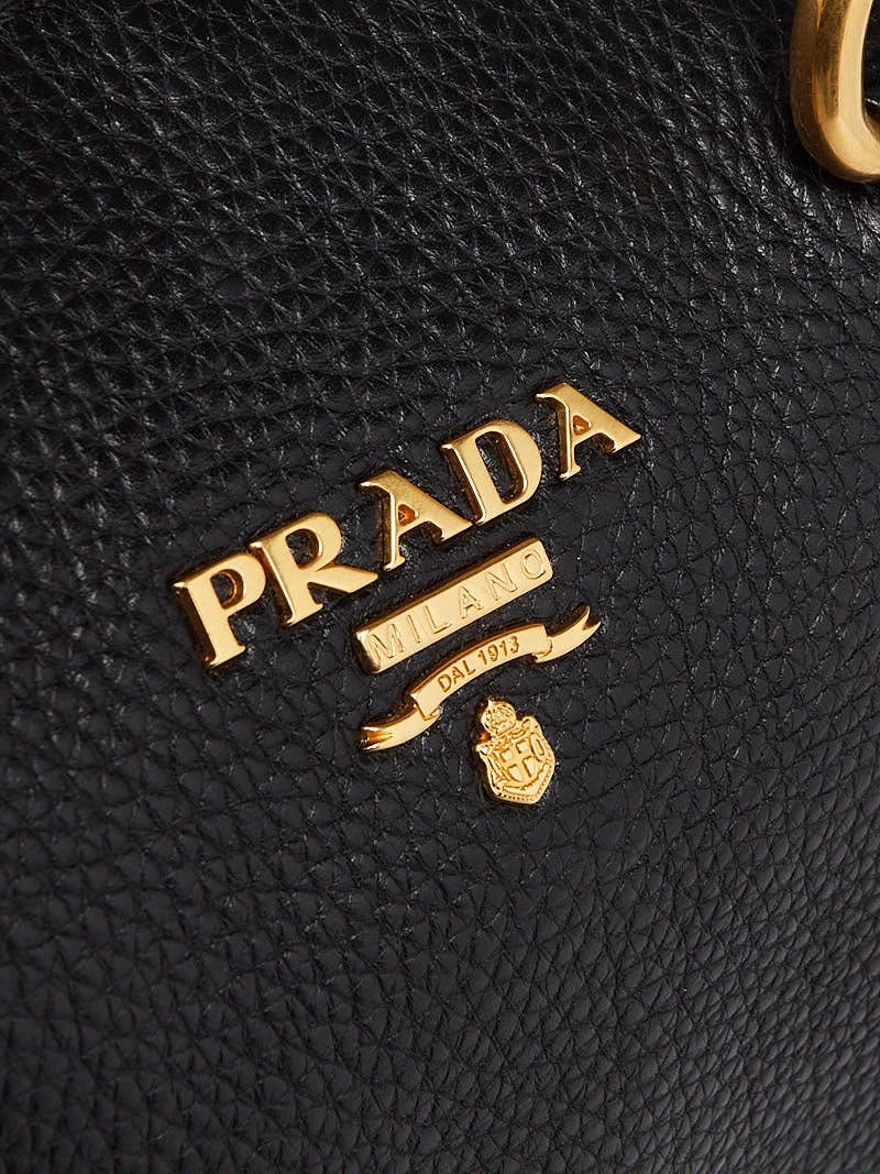 ★プラダ　ヴィッテロダイノ　ボストン★ Prada Black Viltello Daino Leather Boston Bag BL0610