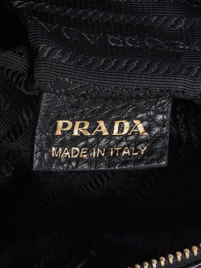 Prada Black Viltello Daino Leather Boston Bag BL0610