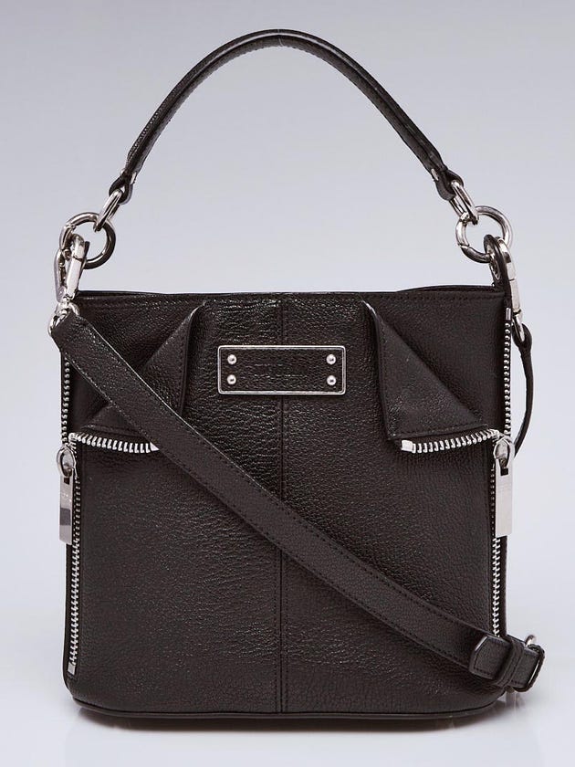 Alexander McQueen Black Pebbled Leather De Manta Crossbody Bucket Bag