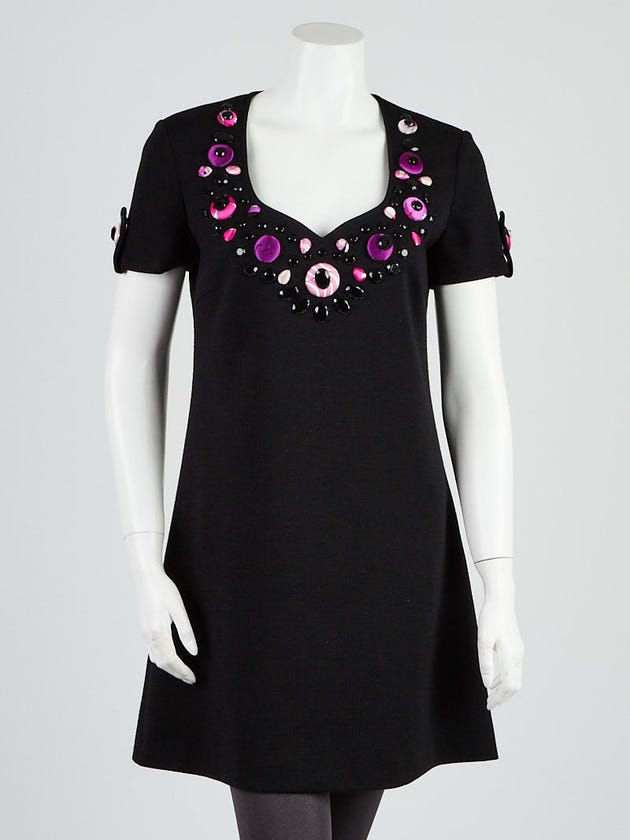Emilio Pucci Black Wool Embellished Dress Size 10