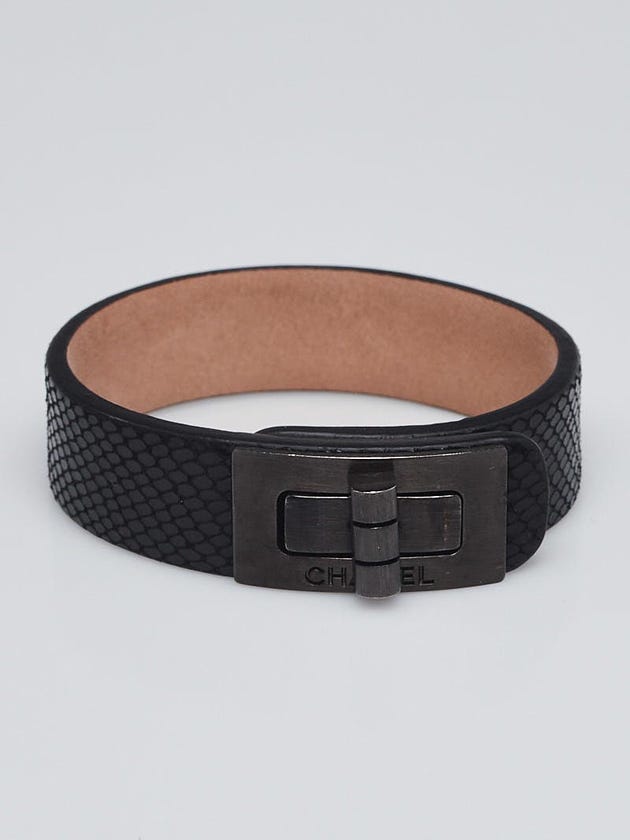 Chanel Black Textured Leather Reissue Bracelet