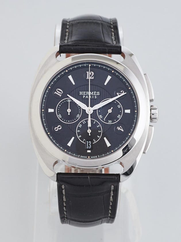 Hermes 40.5mm Stainless Steel and Havana Alligator Dressage Chronograph Automatic Watch DR5.910