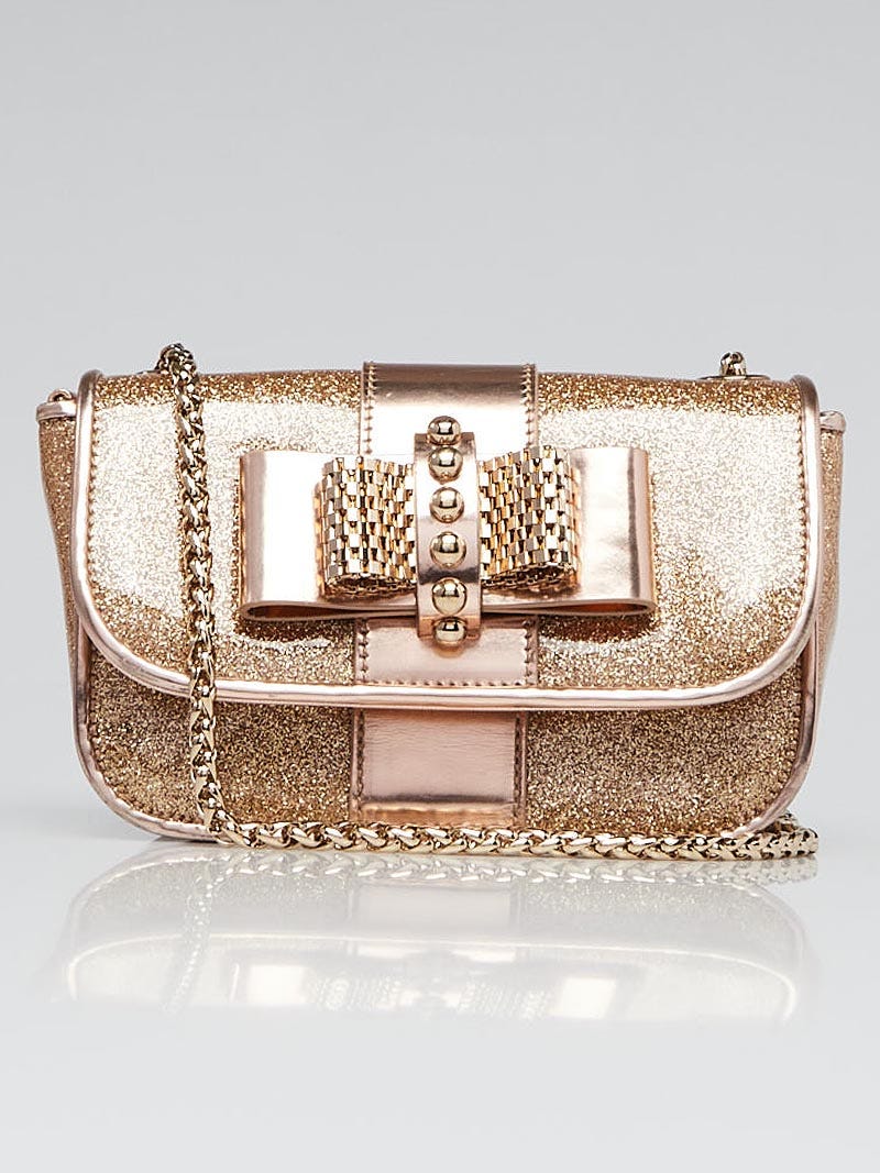 Christian Louboutin Gold Glitter Patent Leather Sweet Charity Mini Bag -  Yoogi's Closet