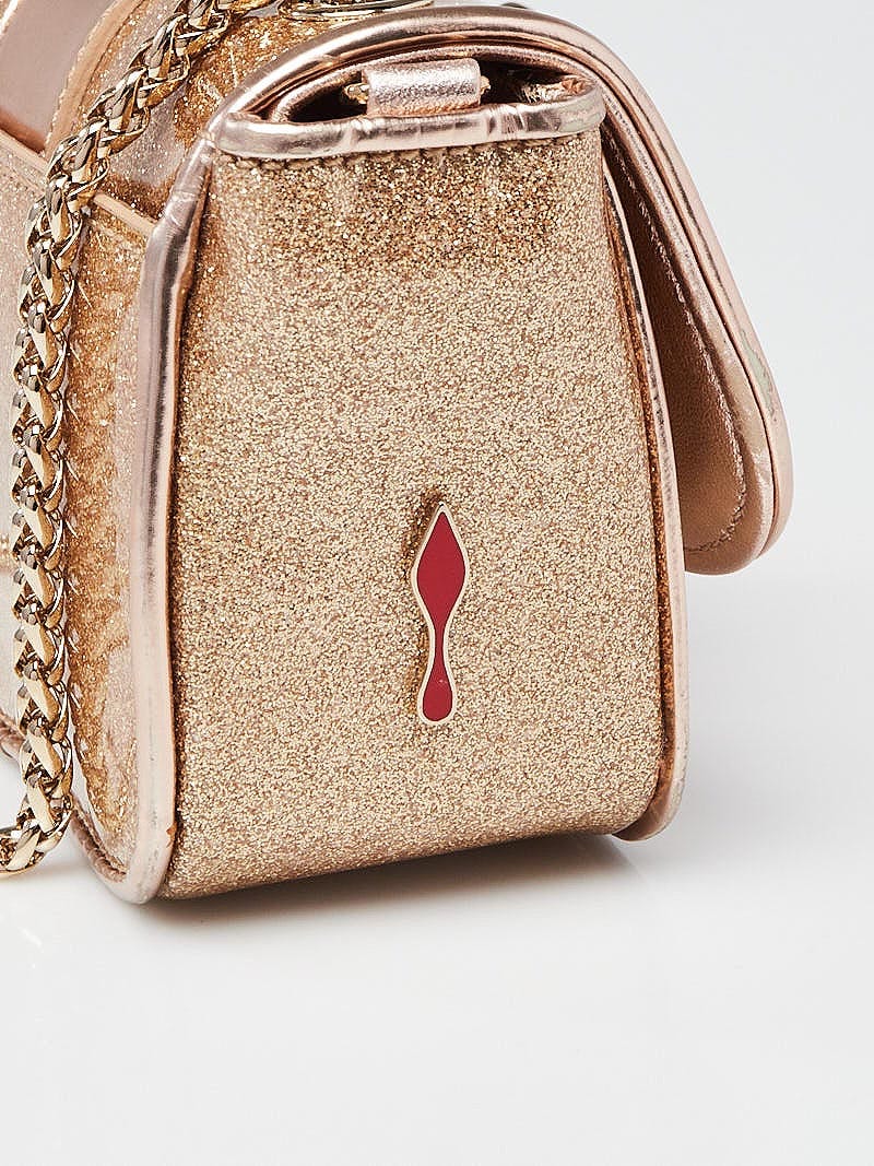 Christian Louboutin Gold Glitter Patent Leather Sweet Charity Mini Bag -  Yoogi's Closet