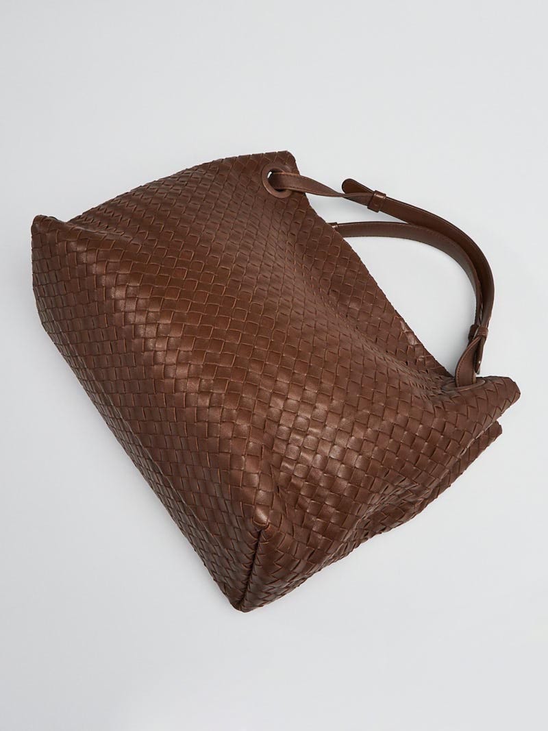 Bottega Veneta Brown Intrecciato Woven Nappa Leather Belted Tote Bag