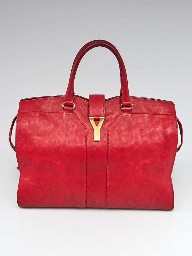 Yves Saint Laurent Red Leather Large Cabas ChYc Bag