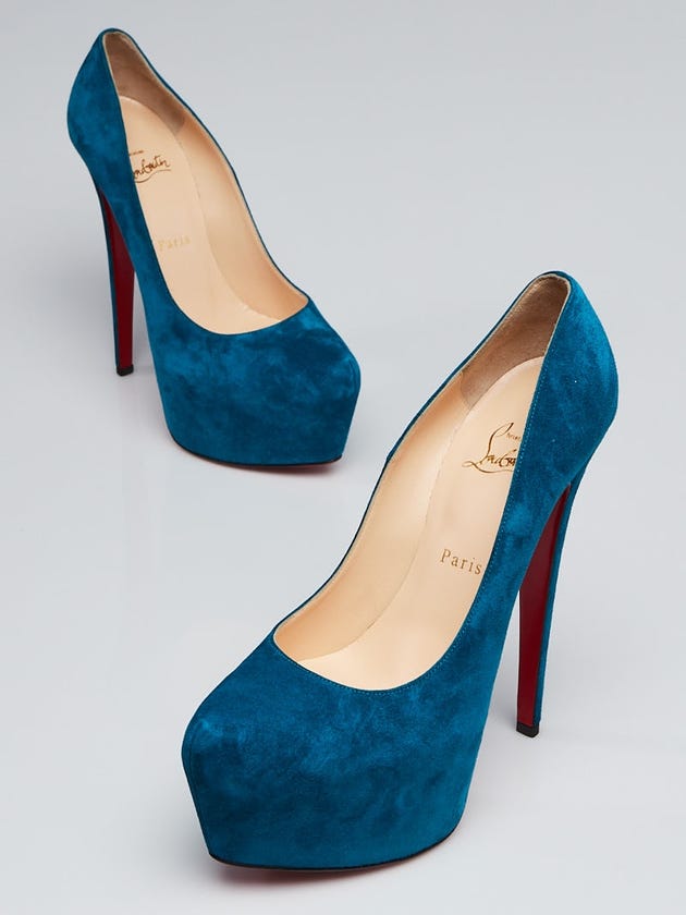 Christian Louboutin Teal Suede Daffodile  160 Pumps Size 8.5/39