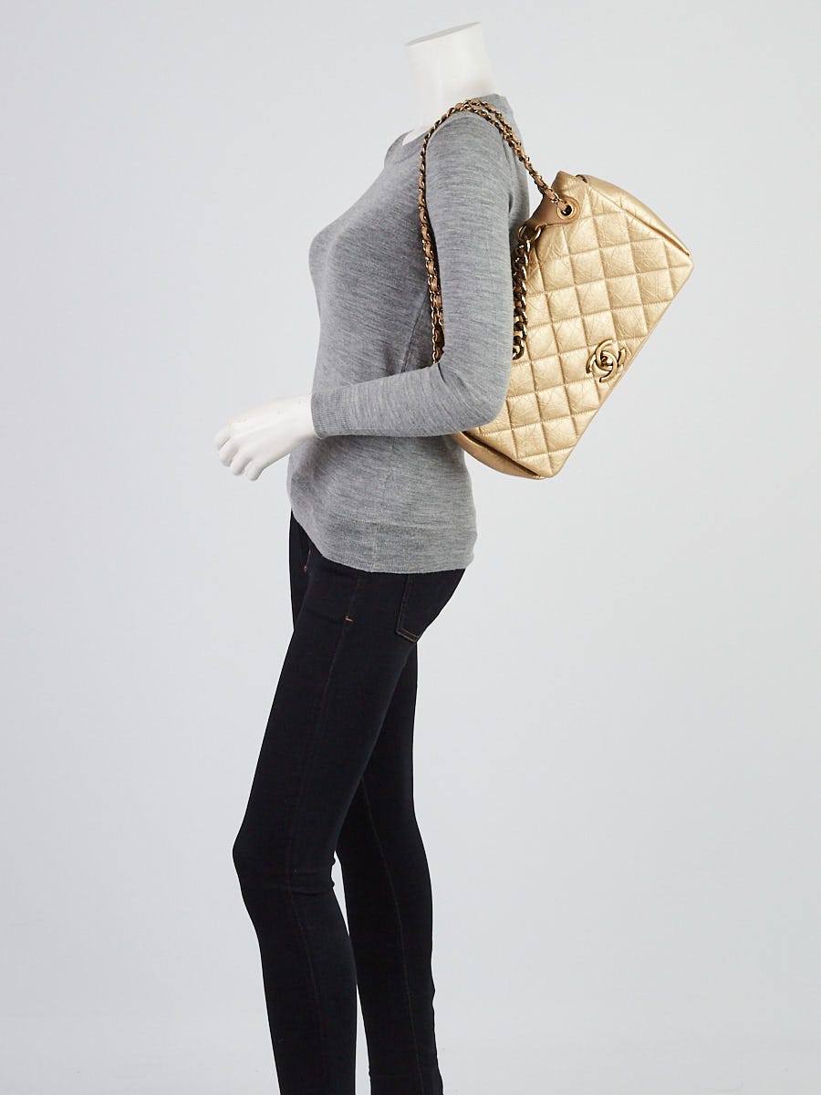 Chanel Pondichery Flap Bag Quilted Aged Calfskin Medium at 1stDibs