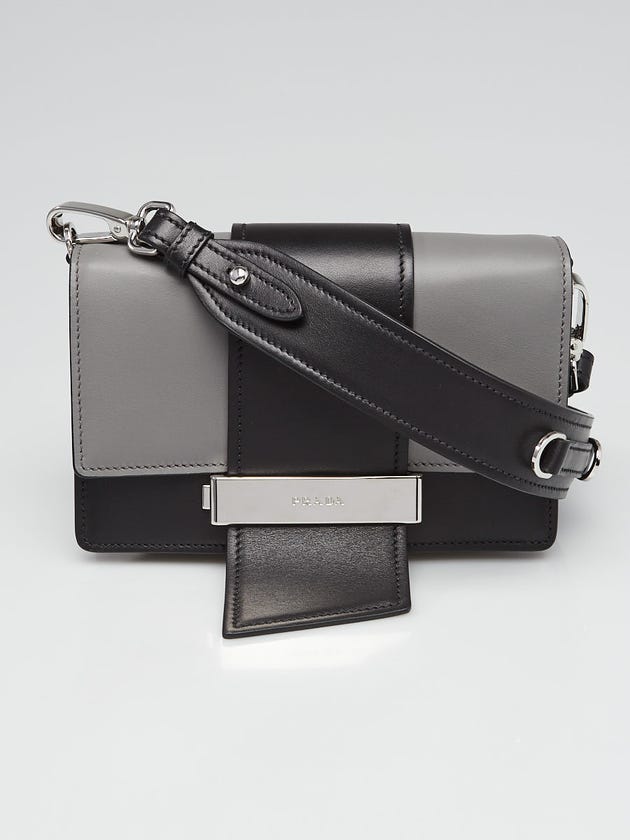 Prada Black/Grey Leather Ribbon Bag 