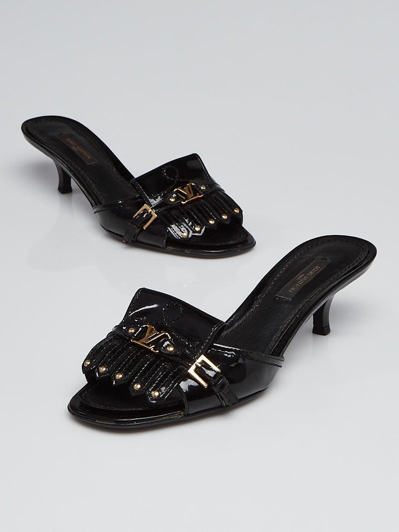 Louis Vuitton Damier Patent Leather Mule Kitten Heels Size 8.5/39 - Yoogi's  Closet