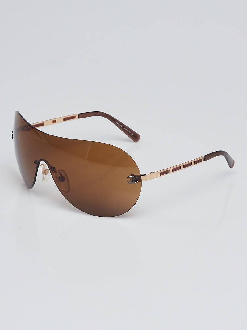 Chanel Goldtone Metal and Plastic CC Shield Sunglasses-4118 - Yoogi's Closet