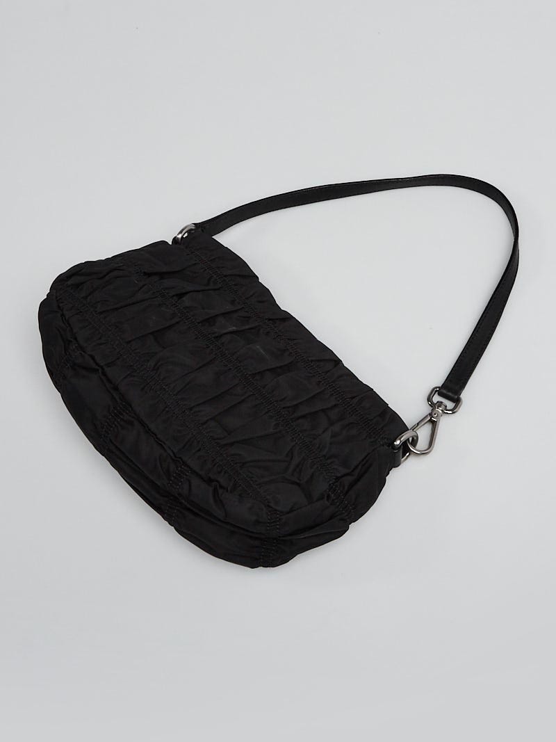 PRADA Tessuto Nylon Pochette Bag Black 486956