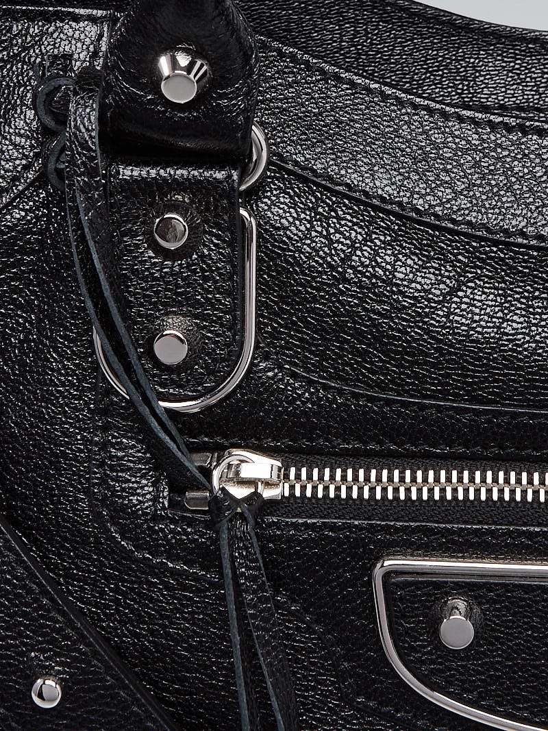 Balenciaga Black Chevre Leather Metallic Edge Velo Bag