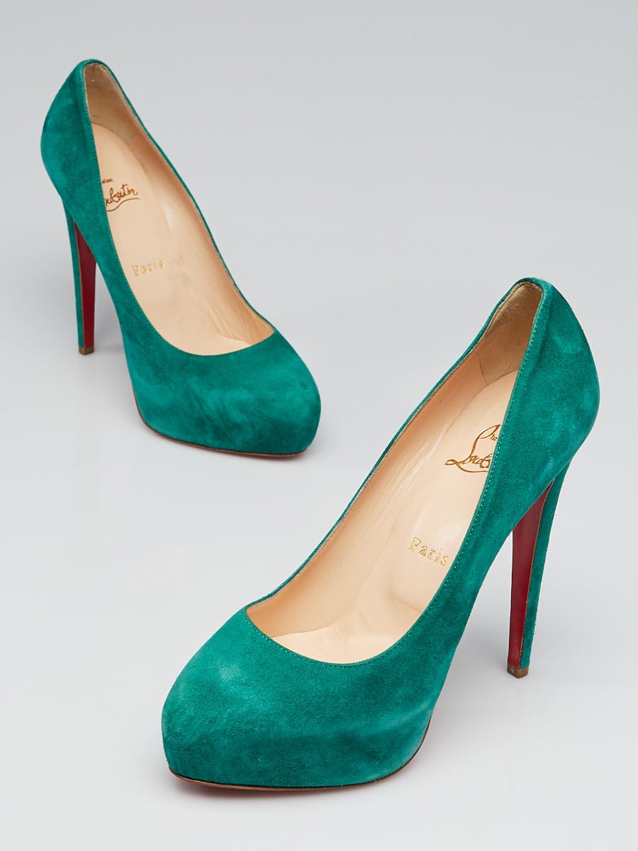 Christian Louboutin Green Suede Miss Clichy Platform 140 Pumps