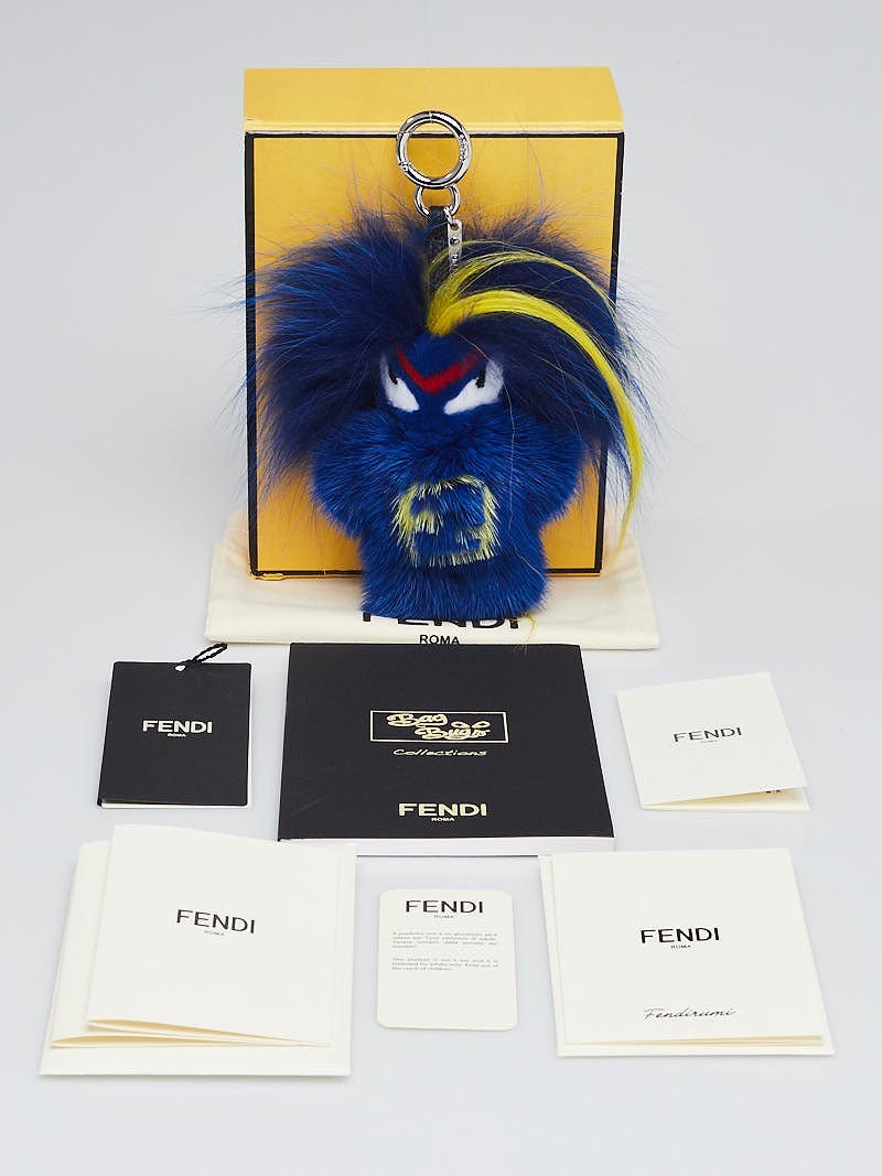 Bag bug mink bag charm Fendi Blue in Mink - 30536232