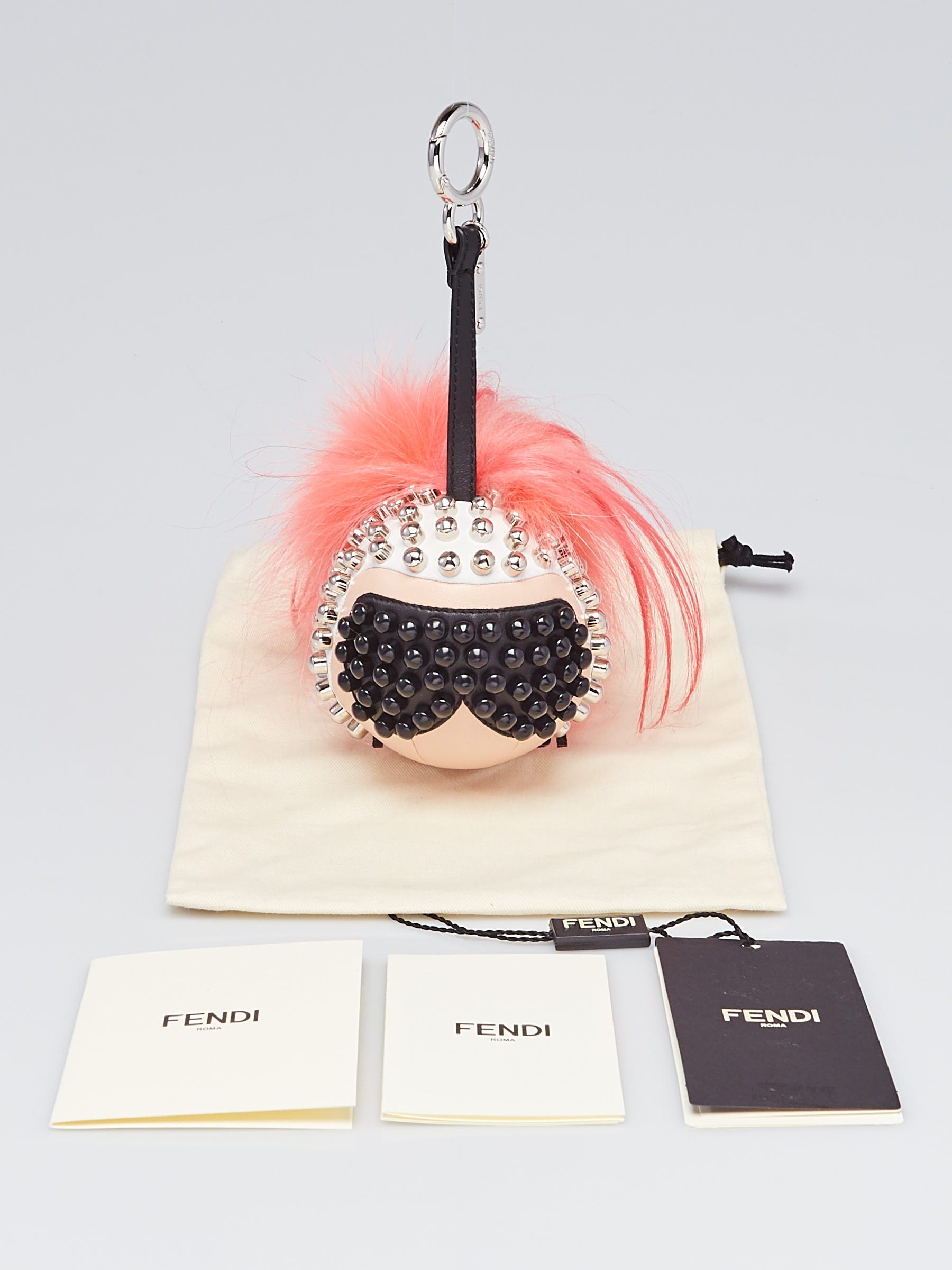 Fendi Karlito 2014 Large Limited Pink Mink Fox Fur Bag Charm Keyring