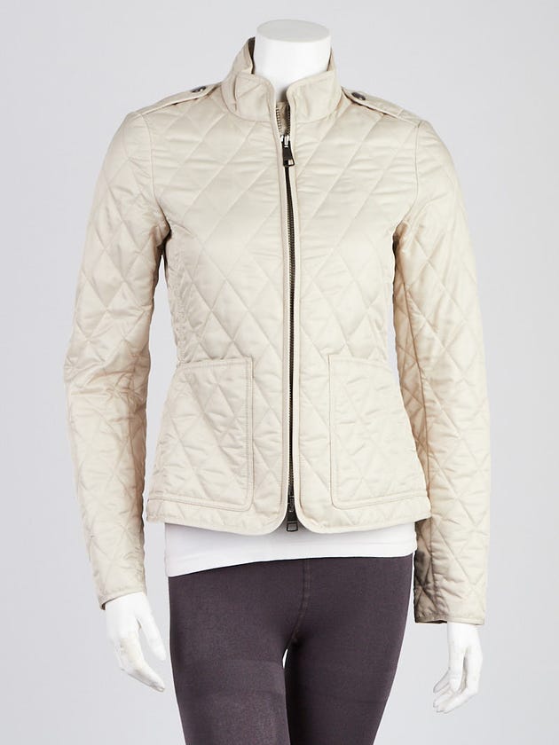 Burberry Brit Beige Diamond Quilted Polyester Jacket Size XS