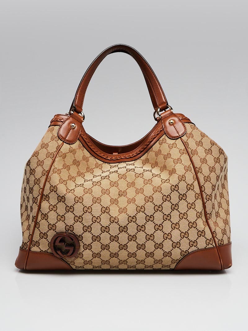 Gucci Beige/Brown GG Canvas and Leather Brick Lane Tote Gucci