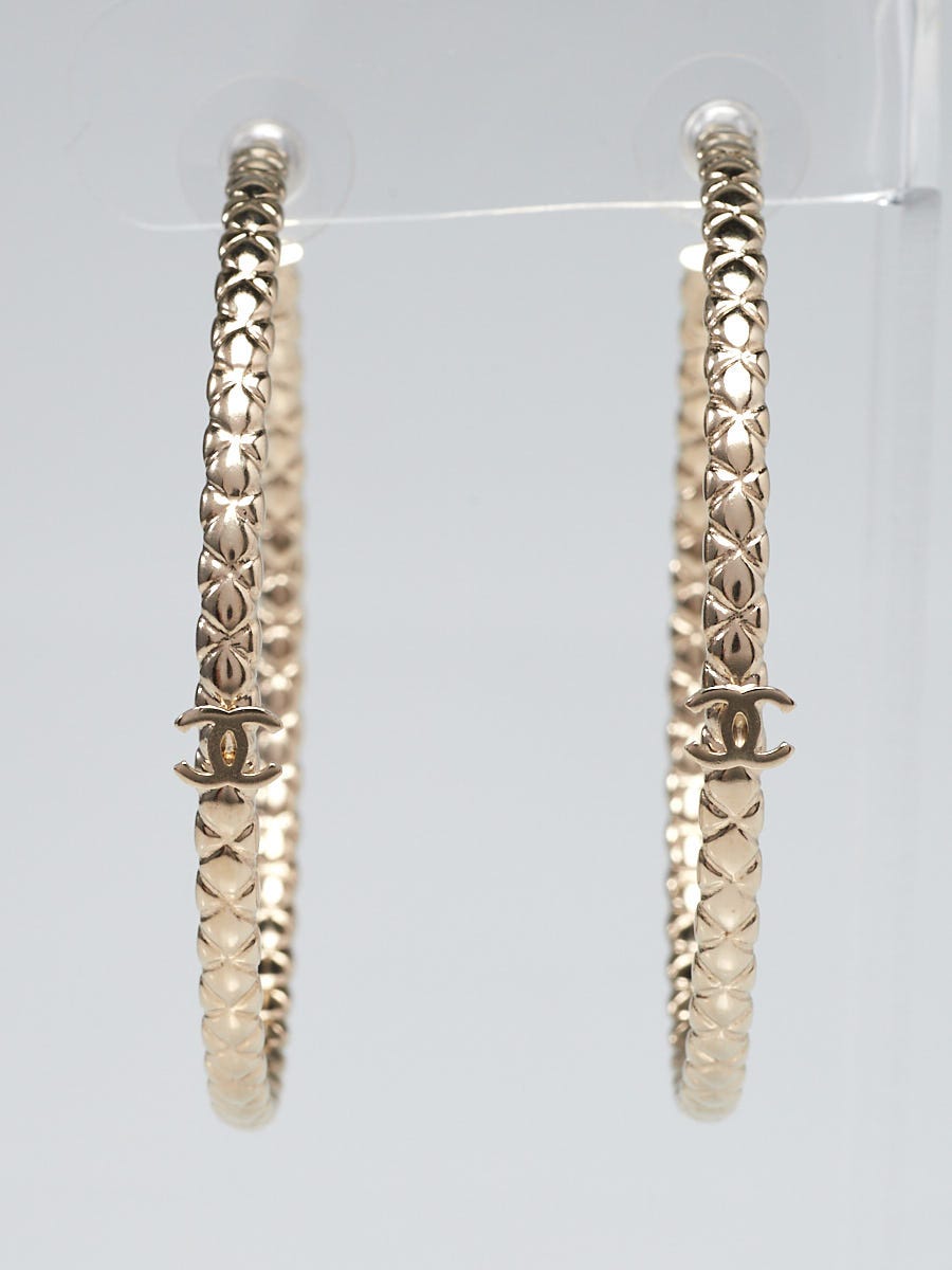 Chanel Gold Plated CC Large Hoop Earrings - Yoogi's Closet