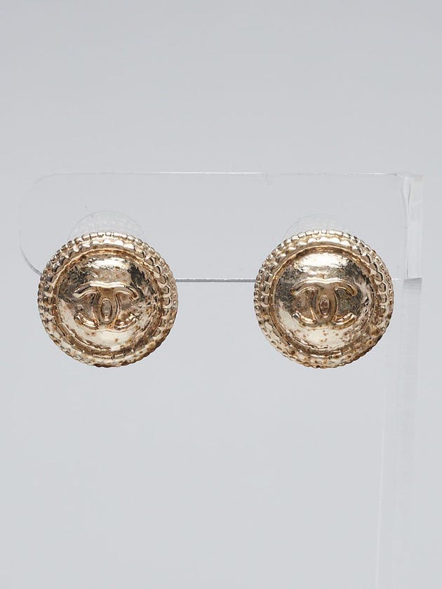 Chanel Goldtone Metal CC Medallion Earrings