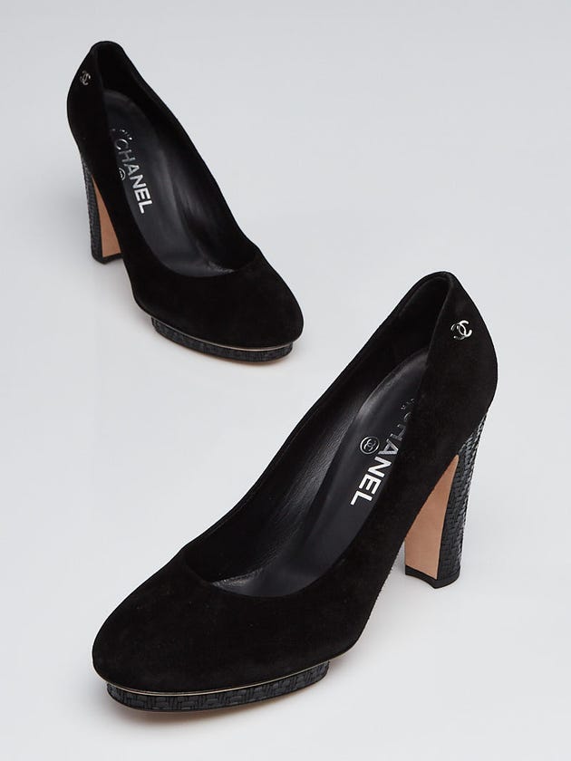Chanel Black Suede Platform Heels Size 8/38.5