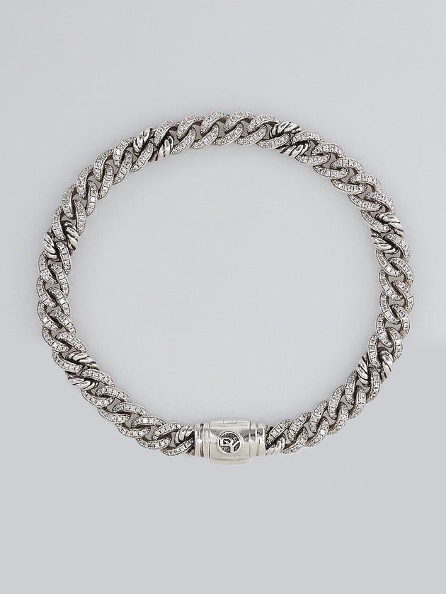 David Yurman Sterling Silver and Petite Pave Diamond Curb Link Bracelet