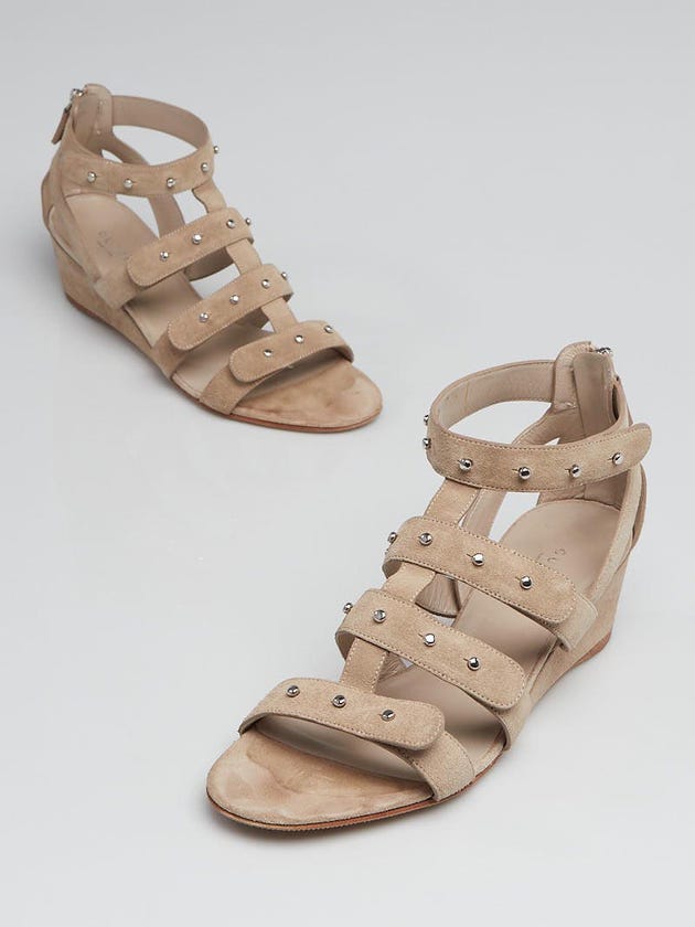Gucci Brown Suede Wedge Gladiator Sandal Size 9/39.5