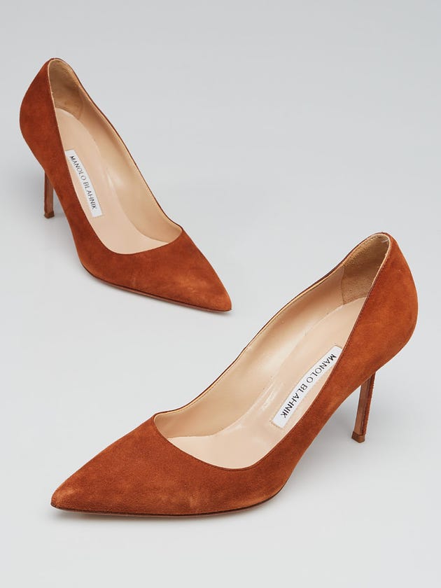 Manolo Blahnik Brown Suede BB Pointed Toe Pumps Size 6.5/37
