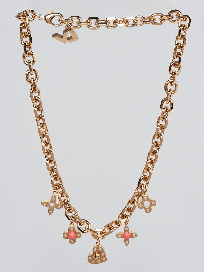 Louis Vuitton Goldtone Monogram Hide and Seek Necklace and