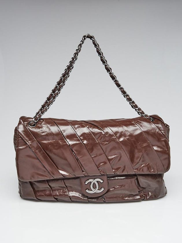 Chanel Brown Glazed Calfskin Leather Twisted Jumbo XL Flap Bag