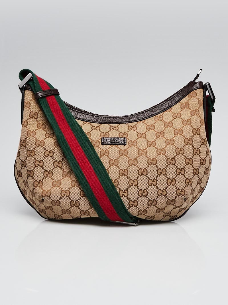 Gucci Original GG Dipped Canvas Messenger Bag with Signature Web Strap,  Brown