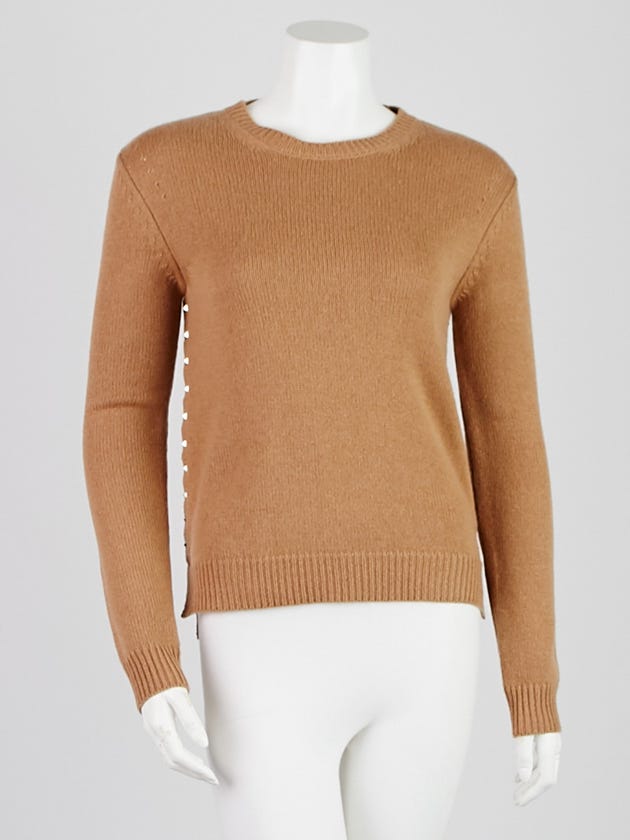 Valentino Tan Cashmere Rockstud Sweater Size XS