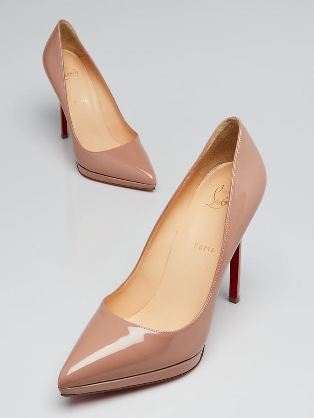 Christian Louboutin Nude Patent Leather Pigalle Plato 120 Pumps Size 10.5/41