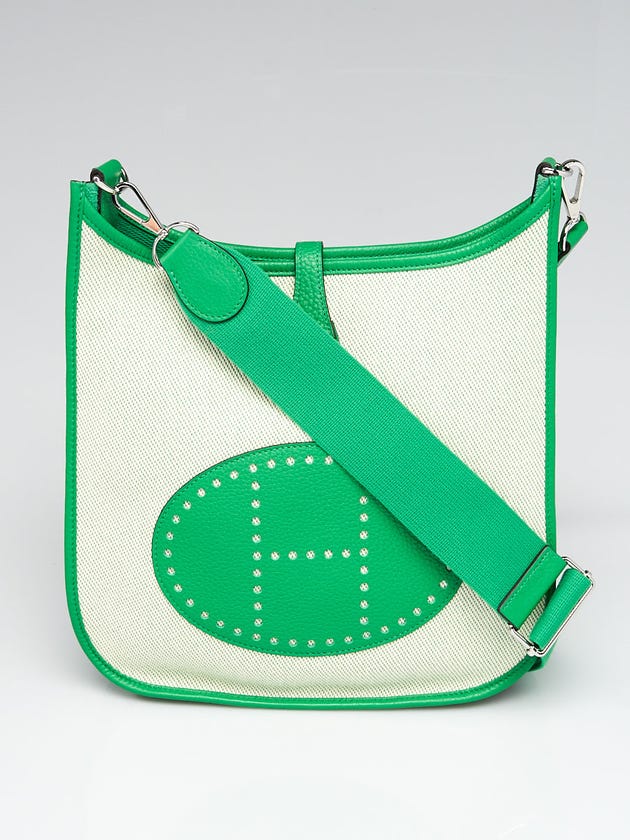 Hermes Bambou Clemence Leather and Toile Canvas Evelyne III 29 Bag