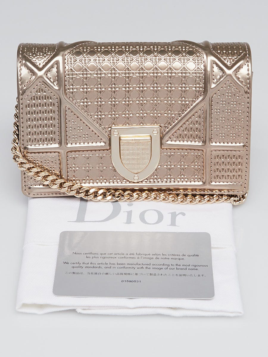 Dior, Bags, Diorama Clutch Bag In Metallic Gold